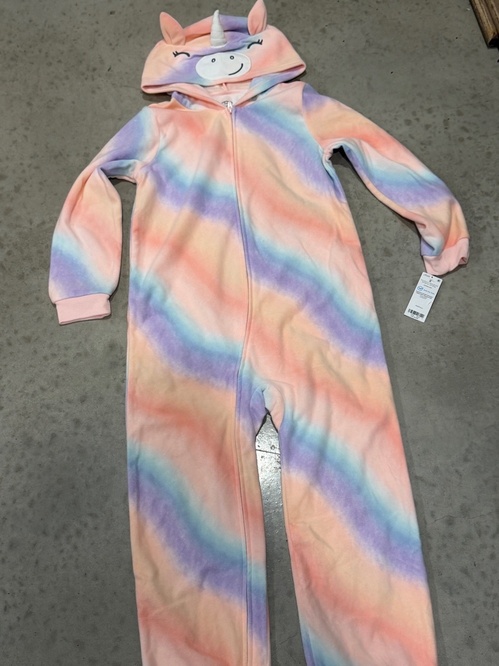Kids Pastel Rainbow Unicorn One-Piece Pajamas